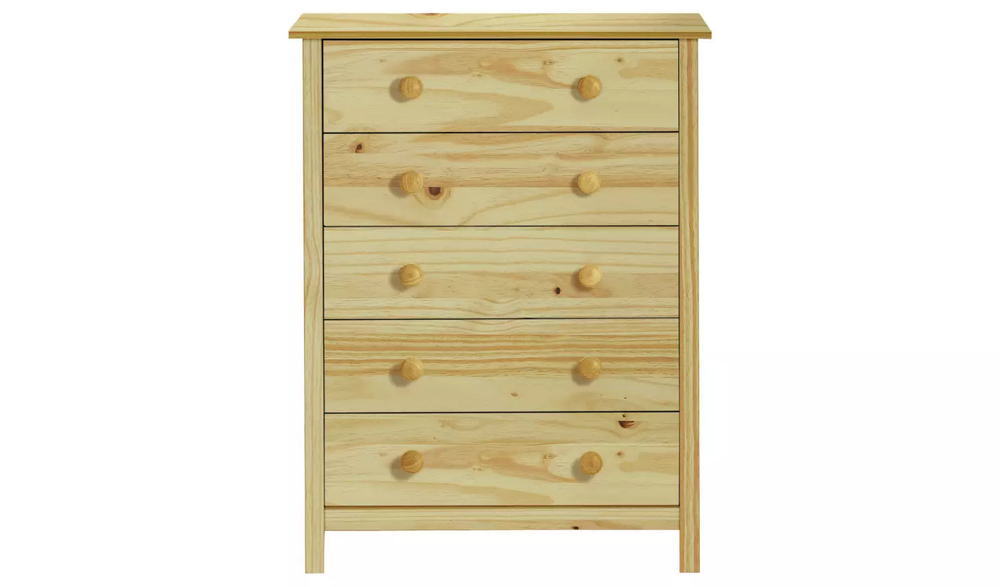 Assembled Scandinavia 5 Drawer Chest - Pine